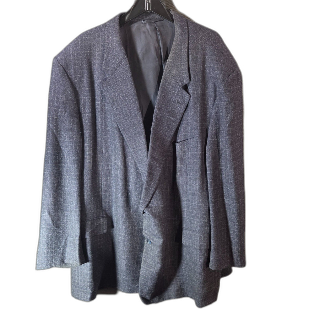 Hickey Freeman Coat Men's 50 Big Tall Loro Piana 110s Wool Check Blue